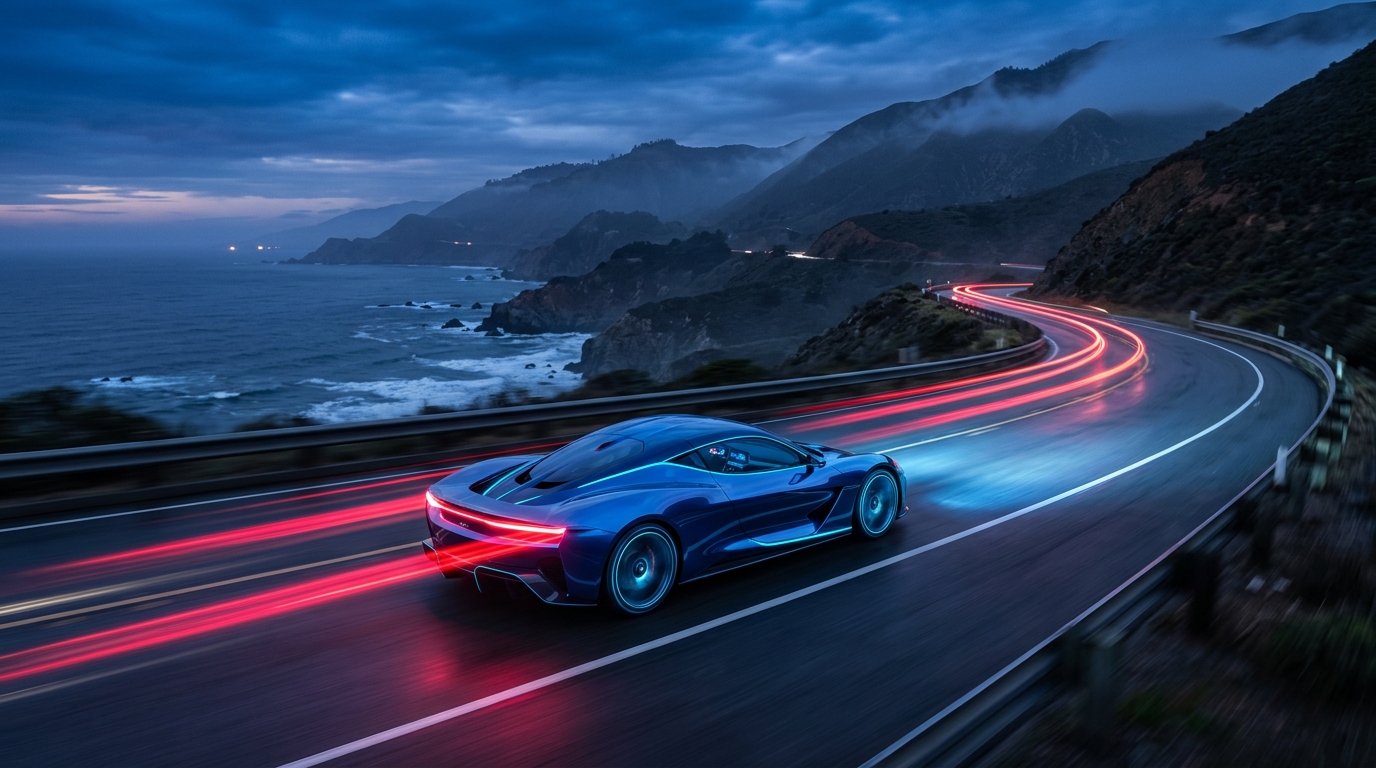 Electric Vehicle driving at night